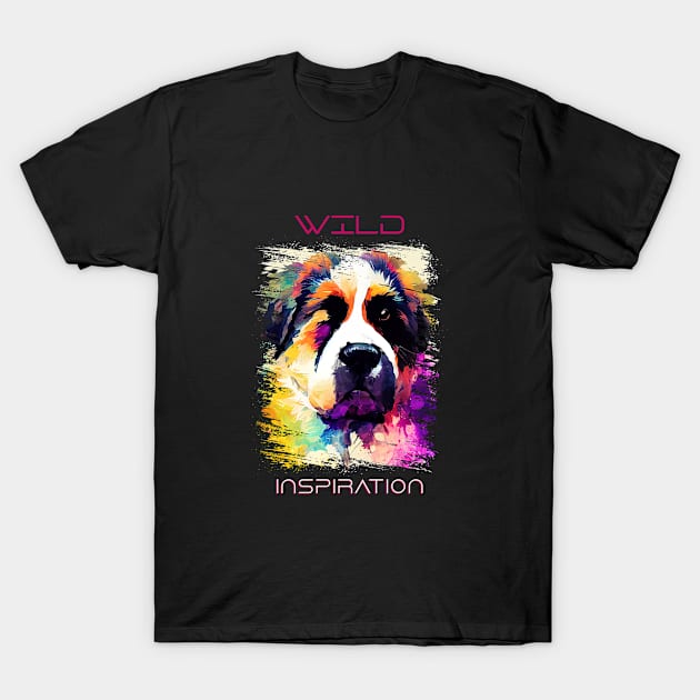 Saint Bernard Dog Wild Nature Animal Colors Art Painting T-Shirt by Cubebox